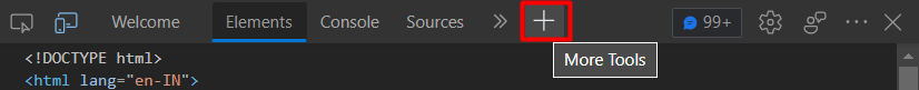 Show More Tools option in the Dev Tools window